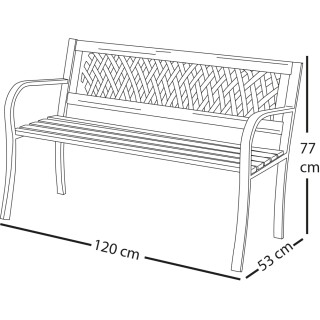 BAKAJI  Εξωτερικός πάγκος κήπου με ξύλινο κάθισμα και πλάτη, μεταλλ...