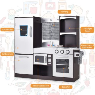 Costway  Σετ Παιδικής Κουζίνας σε Καφέ Απόχρωση με Ρεαλιστικό Σχεδι...