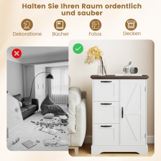 Costway Λευκός Κουζινόσχημος Αποθηκευτικός Μπουφές σε Ρουστίκ Στυλ ...