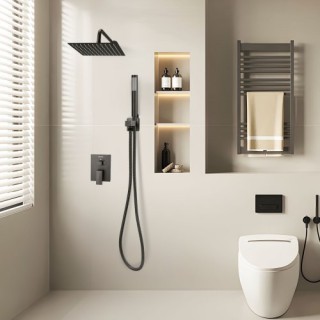 VEVOR Σετ Ντους με Τετράγωνη Κεφαλή 10 και Χειροκίνητο Ντους Μαύρο ...