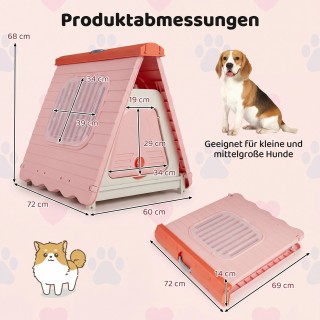 Costway Πτυσσόμενο πλαστικό σπιτάκι σκύλου εξωτερικού χώρου με αερι...