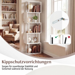 Costway Ελεύθερη βιβλιοθήκη 5 επιπέδων με μεταλλικό σκελετό και προ...