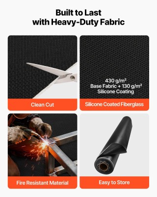 VEVOR Σιλικονούχο Πυρίμαχο Υφαντοποιείο Επικάλυψης για Συγκολλήσεις...