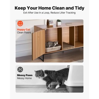 VEVOR Έπιπλο Απόκρυψης Άμμων Γάτας 120 cm με Σχέδιο Ξύλου και Μαύρα...