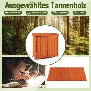 Ξύλινη Εξωτερική Ντουλάπα Κήπου με Ρόδες 98,5 x 48 x 100 cm GT3905N...