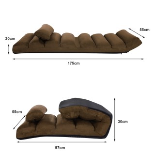Costway  Πτυσσόμενη καρέκλα δαπέδου με πλάτη 175 x 55 x 20 cm Καφέ ...
