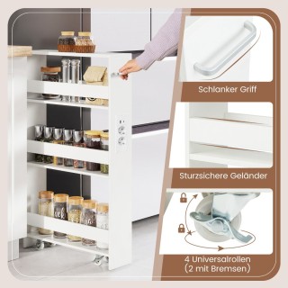 Costway Ραφιέρα Κουζίνας με 4 Ράφια και Σταθμό Φόρτισης σε Ρόδες 80...