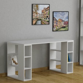 Shally Dogan Γραφείο με 6 Πλευρικές Θήκες Λευκό Ξύλο 60x140x75εκ Γι...