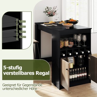 Costway Μαύρο Μπαρ Κουζίνας με Ράφια Κρασιού και Ανοιχτούς Χώρους γ... Costway Μαύρο Μπαρ Κουζίνας με Ράφια Κρασιού και Ανοιχτούς Χώρους γ...