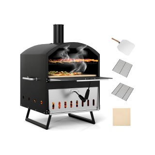 Costway Εξωτερικός 40 εκ. Ξυλόφουρνος Πίτσας με Πέτρα και Σχάρα - Μ... Costway Εξωτερικός 40 εκ. Ξυλόφουρνος Πίτσας με Πέτρα και Σχάρα - Μ...