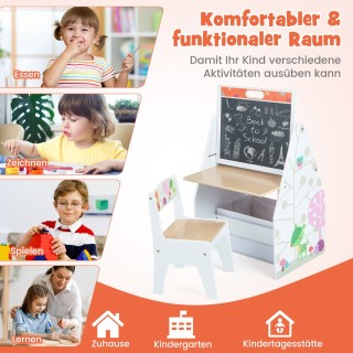 Costway Σετ Παιδικό Τραπέζι & Καρέκλα με Μαγνητικό Πίνακα & Βιβλιοθ... Costway Σετ Παιδικό Τραπέζι & Καρέκλα με Μαγνητικό Πίνακα & Βιβλιοθ...