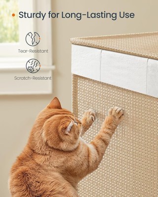 SONGMICS Ανθεκτικό Καλάθι Ρούχων Rattan με Καπάκι και Ρόδες 66.5x37...