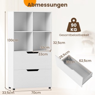 Costway Βιβλιοθήκη με 4 Κυβικούς Χώρους και 2 Συρτάρια  130 x 70 x ...