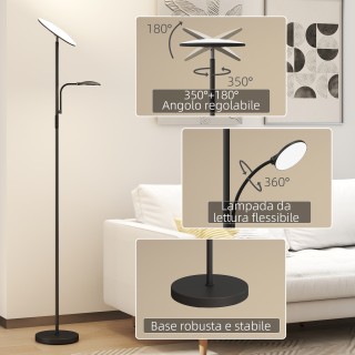 HOMCOM Λάμπα Δαπέδου με 2 Ρυθμιζόμενα Σημεία Φωτός, 2700K-6500K, 4 ... HOMCOM Λάμπα Δαπέδου με 2 Ρυθμιζόμενα Σημεία Φωτός, 2700K-6500K, 4 ...