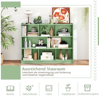 Costway Βιβλιοθήκη 3 επιπέδων με 8 ανοιχτά ράφια και 2 συστήματα αν...