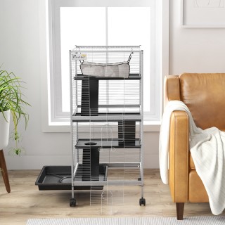 PawHut Κλουβί για Ινδικά Χοιρίδια και Τσιντσιλά από Ατσάλι με 3 Επί...