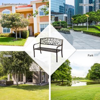 Costway Αντίκα Κήπου Πάγκος με Πλάτη Μπρούτζινος για Εξωτερικούς Χώ...