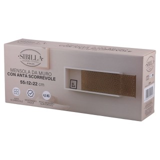 Galileo Ράφι τοίχου με διακοσμητική συρόμενη πόρτα 55x12x22 cm Sibi...