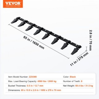 VEVOR Μπάρα Δοντιών Κάδου 66 για Τρακτέρ/Φορτωτή NYCDWJC66INCNEM28V0 VEVOR Μπάρα Δοντιών Κάδου 66 για Τρακτέρ/Φορτωτή NYCDWJC66INCNEM28V0