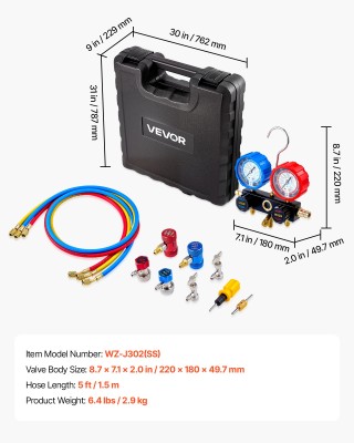 VEVOR Σετ Μανόμετρων Κλιματιστικών για R134a, R404A, R1234yf, R22 μ...