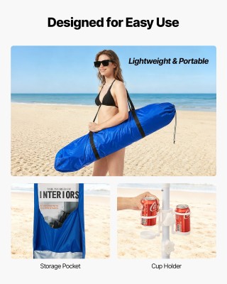 VEVOR Παραλία Cabana: Αντηλιακή Ομπρέλα με Πλευρικό Τείχος UPF 50+,...