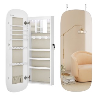 SONGMICS Καθρέφτης-Κοσμηματοθήκη με LED Φωτισμό και Κρυφή Αποθήκευσ...