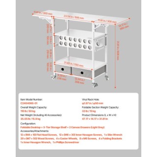 VEVOR Πτυσσόμενο Τραπέζι Αποθήκευσης με Ρόδες και 14 Θέσεις Βινυλίο...