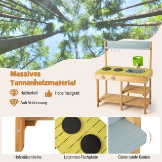 Costway Παιδική Εξωτερική Κουζίνα με Λειτουργία Νερού & Γάντζους & ...