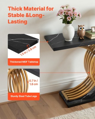 Χρυσή Κονσόλα Μοντέρνο Ξύλινο Ορθογώνιο Τραπέζι με Μεταλλικά Πόδια ...