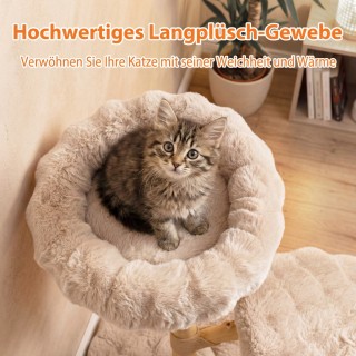 Costway Γατόδεντρο από μασίφ ξύλο 90 εκ. με 3 λούτρινες πλατφόρμες,...