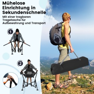 Costway Πτυσσόμενη Καρέκλα Camping με Ρυθμιζόμενη Πλάτη και Θήκη Πο...