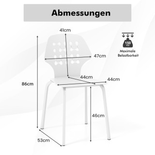 Costway Σετ 4 Μεταλλικών Καρεκλών Τραπεζαρίας με Μοντέρνα Διάτρητη ...