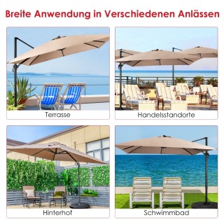 Costway  Πολυλειτουργική Ομπρέλα Κήπου 3x3m με Περιστροφή 360° και ...