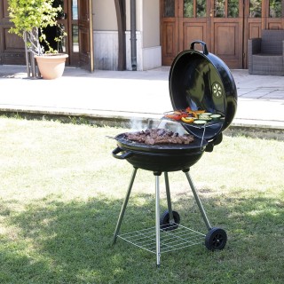 Galileo Μπάρμπεκιου στρογγυλό μαύρο από ανθρακοχάλυβα με ρόδες και ...