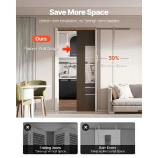 VEVOR Κιτ Συρόμενης Πόρτας για Πόρτες 610-762mm Πλάτος και 2032mm Ύ...