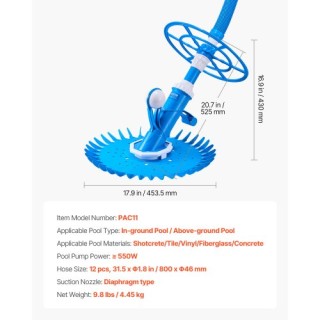 VEVOR Καθαριστής Πισίνας με 12 Σωλήνες για Εντός/Εκτός Εδάφους XSYC... VEVOR Καθαριστής Πισίνας με 12 Σωλήνες για Εντός/Εκτός Εδάφους XSYC...