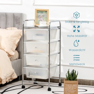 Costway Τροχήλατο με 4 στοιβαζόμενα συρτάρια, μεταλλικό πλαίσιο κα... Costway Τροχήλατο με 4 στοιβαζόμενα συρτάρια, μεταλλικό πλαίσιο κα...