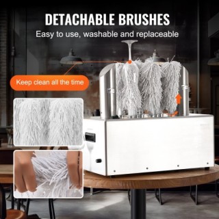 VEVOR  Μηχανή Γυαλίσματος Ποτηριών 8 Βουρτσών 660 Ποτήρια/Ώρα για Μ...