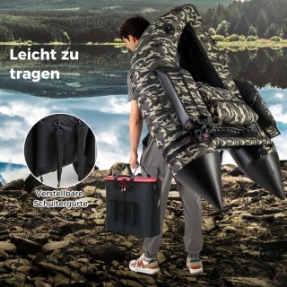 Costway Φουσκωτή βάρκα με πτερύγια & μεζούρα ψαριών & βάση καλαμιού...