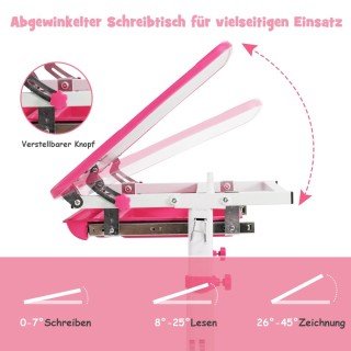 Costway  Παιδικό Σετ Γραφείου και Καρέκλας Ρυθμιζόμενου Ύψους με Κλ...