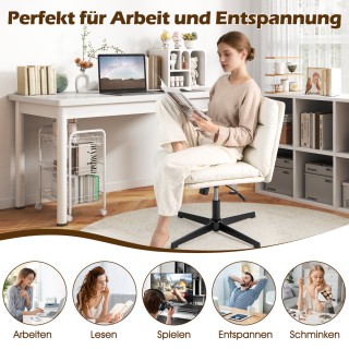 Costway Περιστρεφόμενη Καρέκλα Γραφείου με Πλούσια Επένδυση - Ρυθμι...