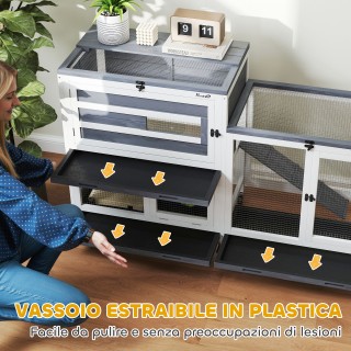 PawHut Διώροφη κουνελοτροφείο με ράμπα και 3 δίσκους, από ξύλο ελά... PawHut Διώροφη κουνελοτροφείο με ράμπα και 3 δίσκους, από ξύλο ελά...