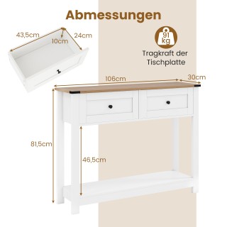 Costway Στενή λευκή κονσόλα εισόδου με 2 συρτάρια και ράφι, 81,5 x ... Costway Στενή λευκή κονσόλα εισόδου με 2 συρτάρια και ράφι, 81,5 x ...