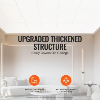 VEVOR Πλακάκια Οροφής 10τμχ 24x24 ιν PVC Ανθεκτικά στη Φωτιά Λευκά... VEVOR Πλακάκια Οροφής 10τμχ 24x24 ιν PVC Ανθεκτικά στη Φωτιά Λευκά...