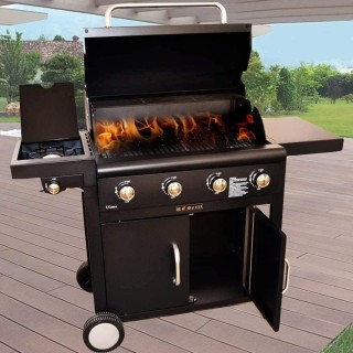 BAKAJI Μπάρμπεκιου Υγραερίου με Πέτρες Λάβας, 4 Καυστήρες & Πλευρικ...