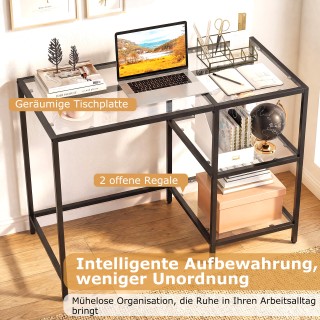 Costway Γραφείο υπολογιστή με επιφάνεια από σκληρυμένο γυαλί, μαύρο...