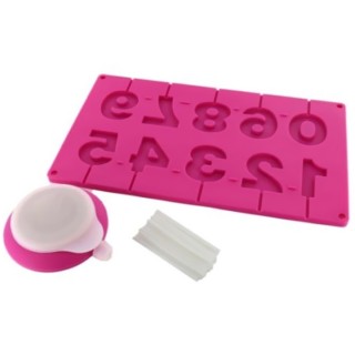 BAKAJI Καλούπι Σιλικόνης για Choco Cake Pops Σχήμα Αριθμών με Στικ ...