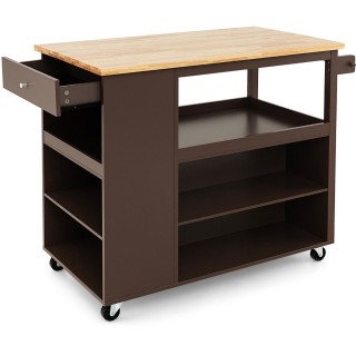 Costway Κουζινοκαρότσι με Ρόδες, Επιφάνεια Εργασίας, Συρτάρι, 4 Ράφ...