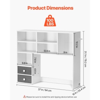 VEVOR Λευκή Επιτραπέζια Ραφιέρα 3 Επιπέδων για Γραφείο & Σπίτι ZMSJ...