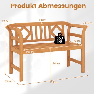 Costway Αδιάβροχο ξύλινο παγκάκι 2 θέσεων Rhombus από ακακία, έως 3... Costway Αδιάβροχο ξύλινο παγκάκι 2 θέσεων Rhombus από ακακία, έως 3...